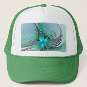 Abstract met blauw, moderne fractale kunst trucker pet