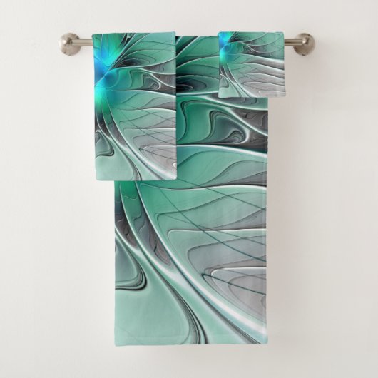 Abstract met blauwe, moderne fractale kunst bad handdoek (Insitu)