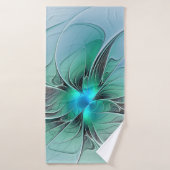 Abstract met blauwe, moderne fractale kunst badhanddoek (Badhanddoek)