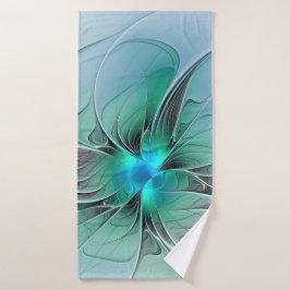 Abstract met blauwe, moderne fractale kunst badhanddoek