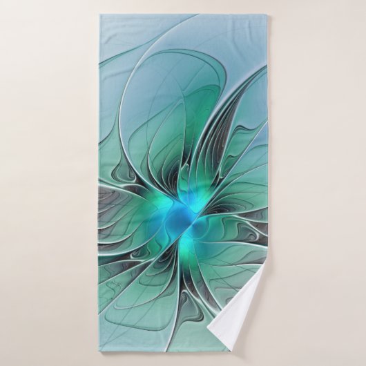 Abstract met blauwe, moderne fractale kunst badhanddoek (Badhanddoek)