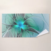 Abstract met blauwe, moderne fractale kunst badhanddoek (Badhanddoek)