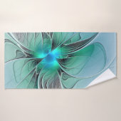 Abstract met blauwe, moderne fractale kunst badhanddoek (Badhanddoek)
