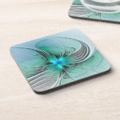 Abstract met blauwe, moderne fractale kunst bier onderzetter (Linkerzijde)