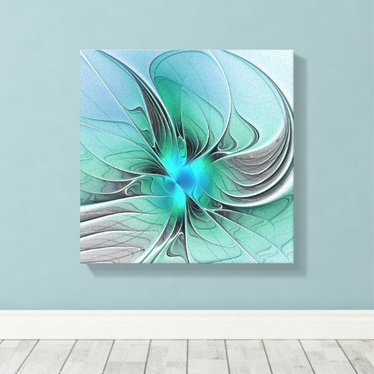 Abstract met blauwe, moderne fractale kunst canvas afdruk (Insitu (Houten vloer))