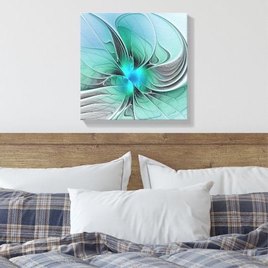 Abstract met blauwe, moderne fractale kunst canvas afdruk (Insitu (Slaapkamer))