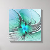 Abstract met blauwe, moderne fractale kunst canvas afdruk (Voorkant)