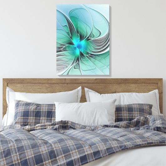 Abstract met blauwe, moderne fractale kunst canvas afdruk (Insitu (Slaapkamer))