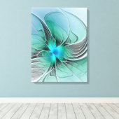 Abstract met blauwe, moderne fractale kunst canvas afdruk (Insitu (Houten vloer))