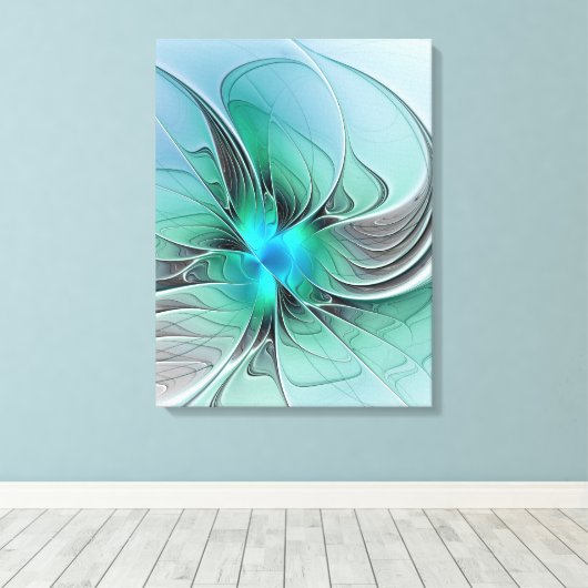 Abstract met blauwe, moderne fractale kunst canvas afdruk (Insitu (Houten vloer))