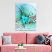 Abstract met blauwe, moderne fractale kunst canvas afdruk (Insitu (Woonkamer))