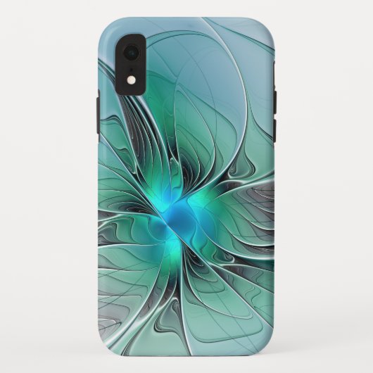Abstract met blauwe, moderne fractale kunst Case-Mate iPhone case (Achterkant)