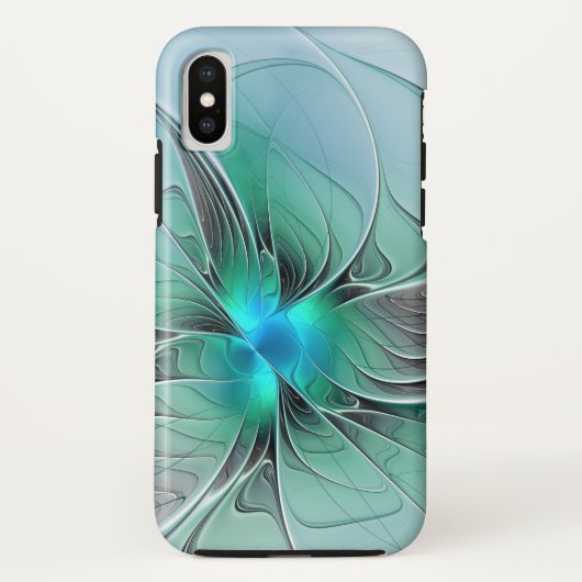 Abstract met blauwe, moderne fractale kunst Case-Mate iPhone case (Achterkant)