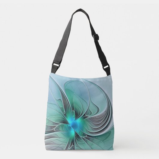 Abstract met blauwe, moderne fractale kunst crossbody tas (Voorkant)