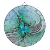 Abstract met blauwe, moderne fractale kunst dartbord (Voorkant)