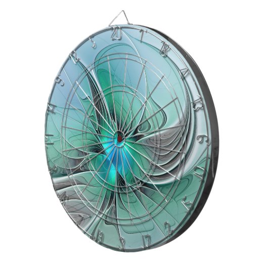 Abstract met blauwe, moderne fractale kunst dartbord (Voorkant Rechts)