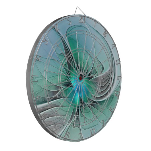 Abstract met blauwe, moderne fractale kunst dartbord (Voorkant Links)