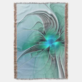 Abstract met blauwe, moderne fractale kunst deken (Voorkant Verticaal)