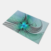 Abstract met blauwe, moderne fractale kunst deurmat (Schuin)