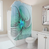 Abstract met blauwe, moderne fractale kunst douchegordijn (In situ)