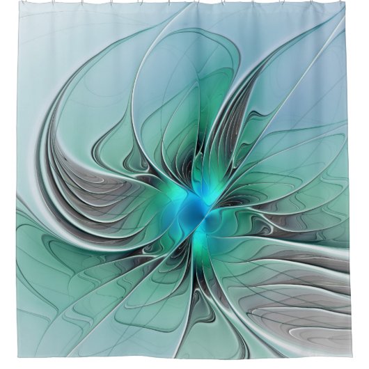 Abstract met blauwe, moderne fractale kunst douchegordijn (Voorkant)