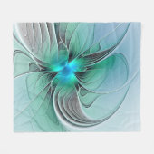 Abstract met blauwe, moderne fractale kunst fleece deken (Voorkant (Horizontaal))
