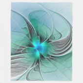Abstract met blauwe, moderne fractale kunst fleece deken (Voorkant)