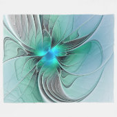 Abstract met blauwe, moderne fractale kunst fleece deken (Voorkant (Horizontaal))