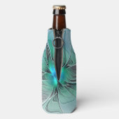 Abstract met blauwe, moderne fractale kunst flesjeskoeler (Fles Achterkant)