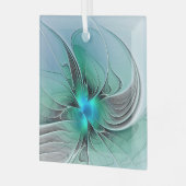 Abstract met blauwe, moderne fractale kunst glas ornament (Voorkant links)