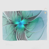 Abstract met blauwe, moderne fractale kunst golfhanddoek (Horizontaal)