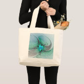 Abstract met blauwe, moderne fractale kunst grote tote bag (Voorkant (product))