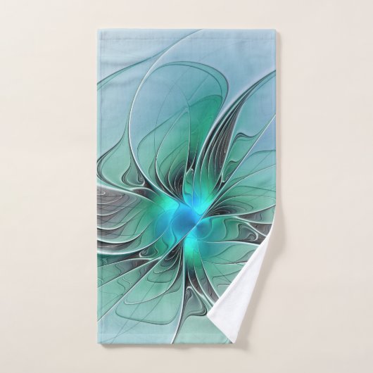 Abstract met blauwe, moderne fractale kunst handdoek (Handdoek)