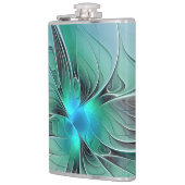 Abstract met blauwe, moderne fractale kunst heupfles (Links)