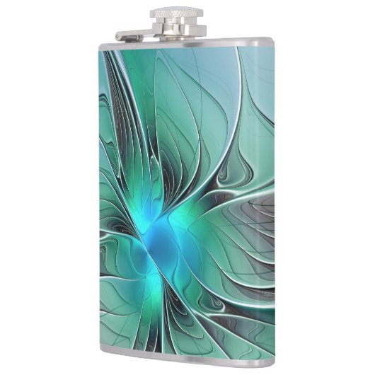 Abstract met blauwe, moderne fractale kunst heupfles (Links)