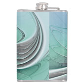 Abstract met blauwe, moderne fractale kunst heupfles (Achterkant)