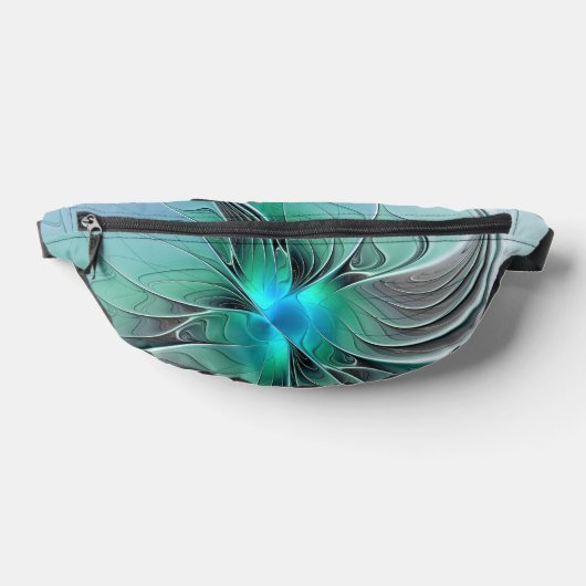 Abstract met blauwe, moderne fractale kunst heuptasje (Liggend)