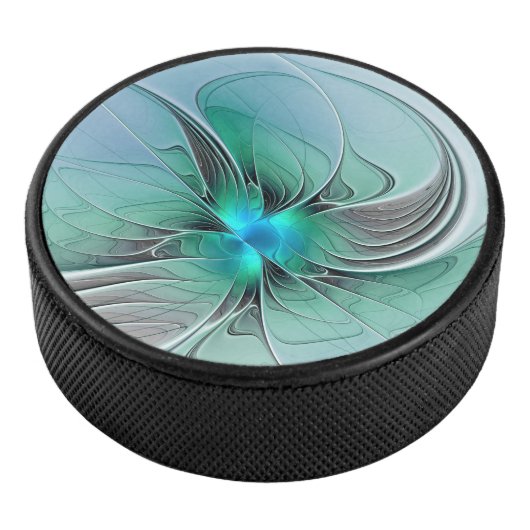 Abstract met blauwe, moderne fractale kunst hockey puck (3/4)