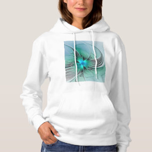 Abstract met blauwe, moderne fractale kunst hoodie