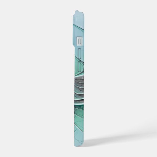 Abstract met blauwe, moderne fractale kunst iPhone 15 case (Linkerkant)