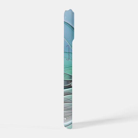 Abstract met blauwe, moderne fractale kunst iPhone 15 case (Rechterkant)