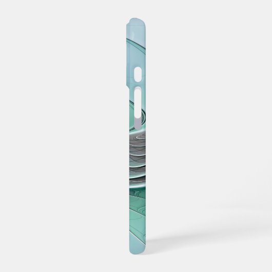 Abstract met blauwe, moderne fractale kunst iPhone 16 hoesje (Linkerkant)