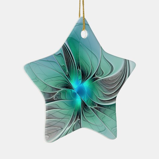 Abstract met blauwe, moderne fractale kunst keramisch ornament (Rechts)