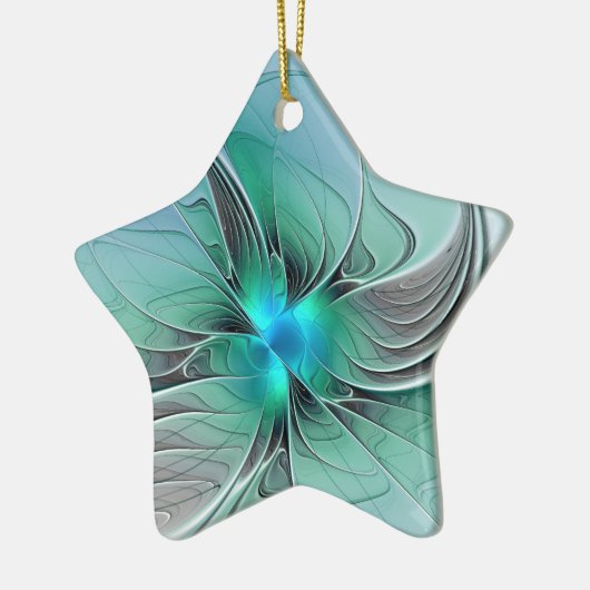 Abstract met blauwe, moderne fractale kunst keramisch ornament (Links)