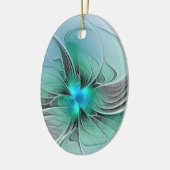Abstract met blauwe, moderne fractale kunst keramisch ornament (Links)