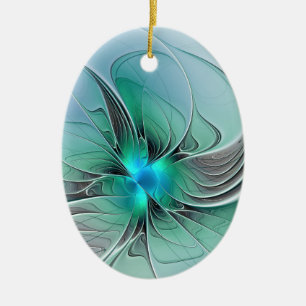 Abstract met blauwe, moderne fractale kunst keramisch ornament