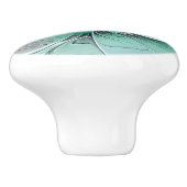 Abstract met blauwe, moderne fractale kunst keramische knop (Zijkant)