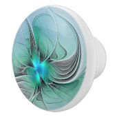 Abstract met blauwe, moderne fractale kunst keramische knop (Rechts)