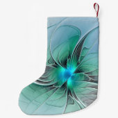 Abstract met blauwe, moderne fractale kunst kleine kerstsok (Achterkant)