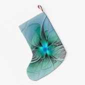 Abstract met blauwe, moderne fractale kunst kleine kerstsok (Achterkant (Hangend))